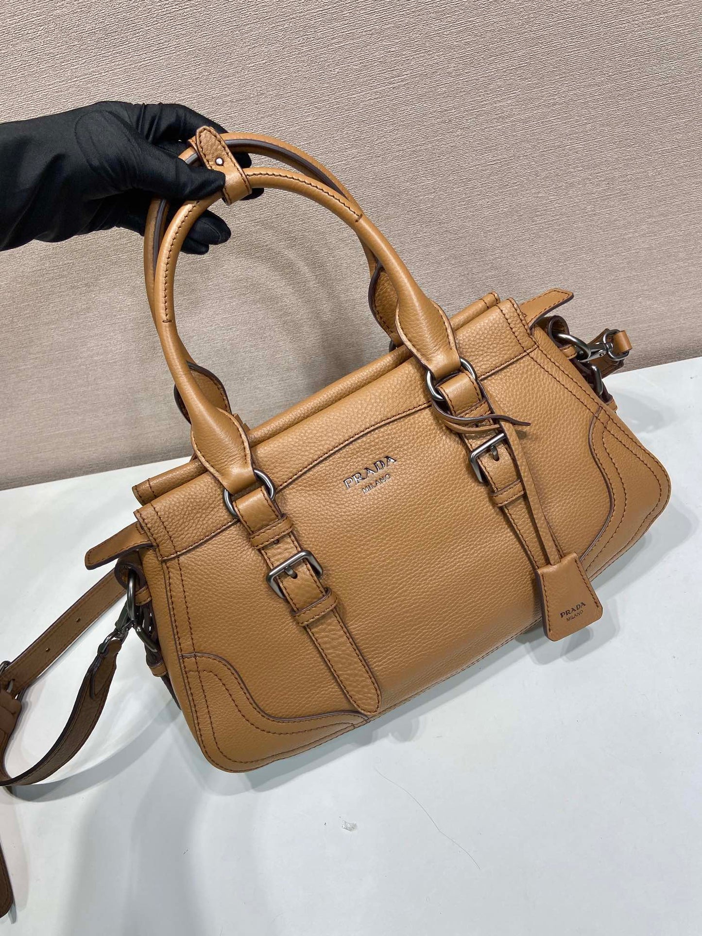 Prada Large Tote Bag 35cm Camel Leather