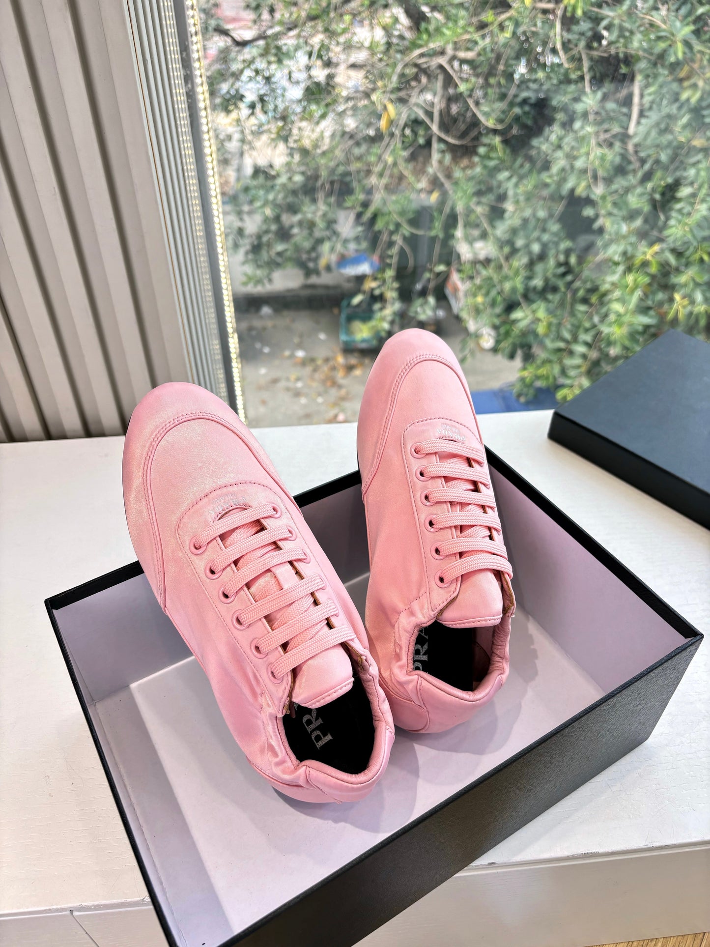 Prada 25s Sneaker In Light PInk Silk