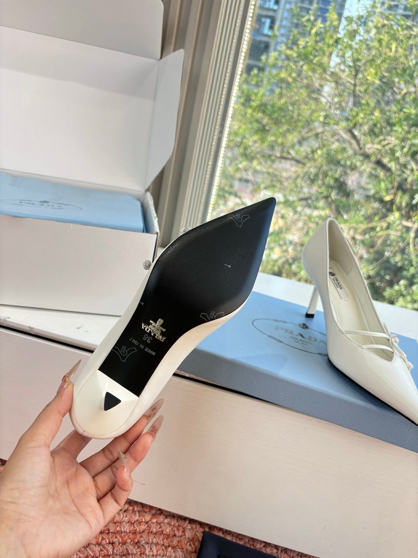 Prada G887 26s Slingback White Cowhide 604195