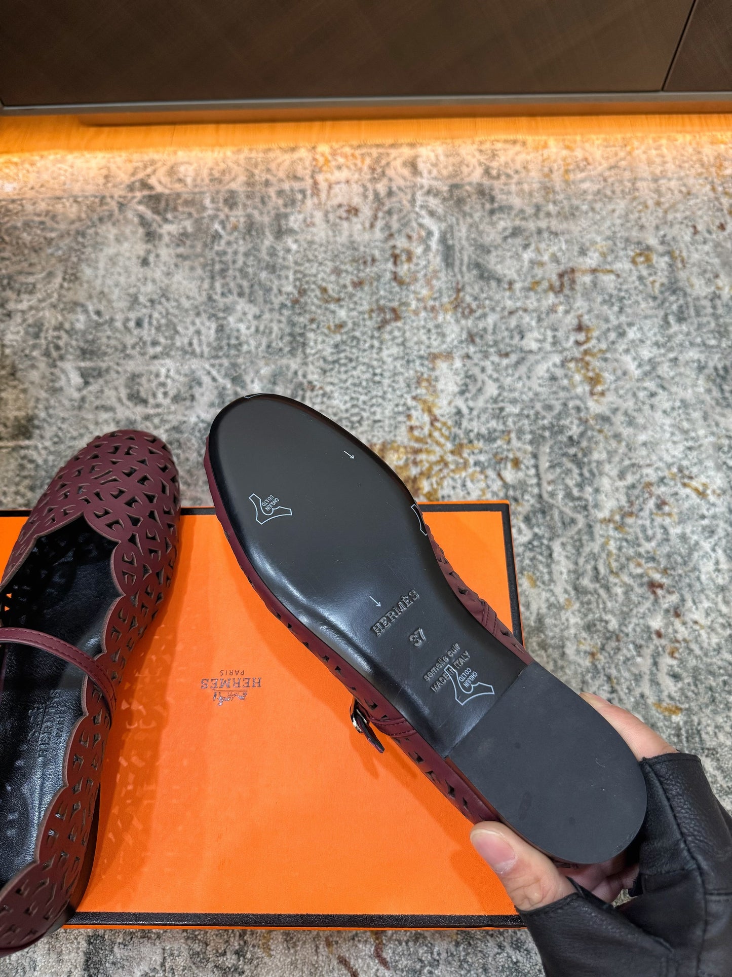 HM Meli Ballet Flat Burgundy Lambskin 799551