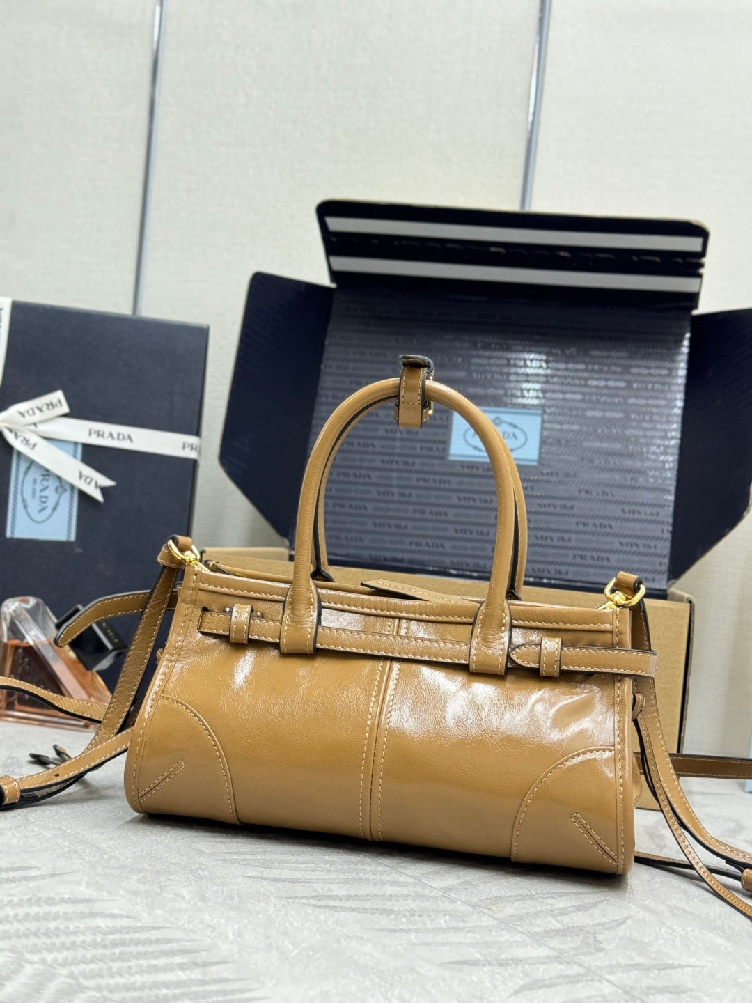 Pra Bonnie Bag 24cm Camel Leather 293958