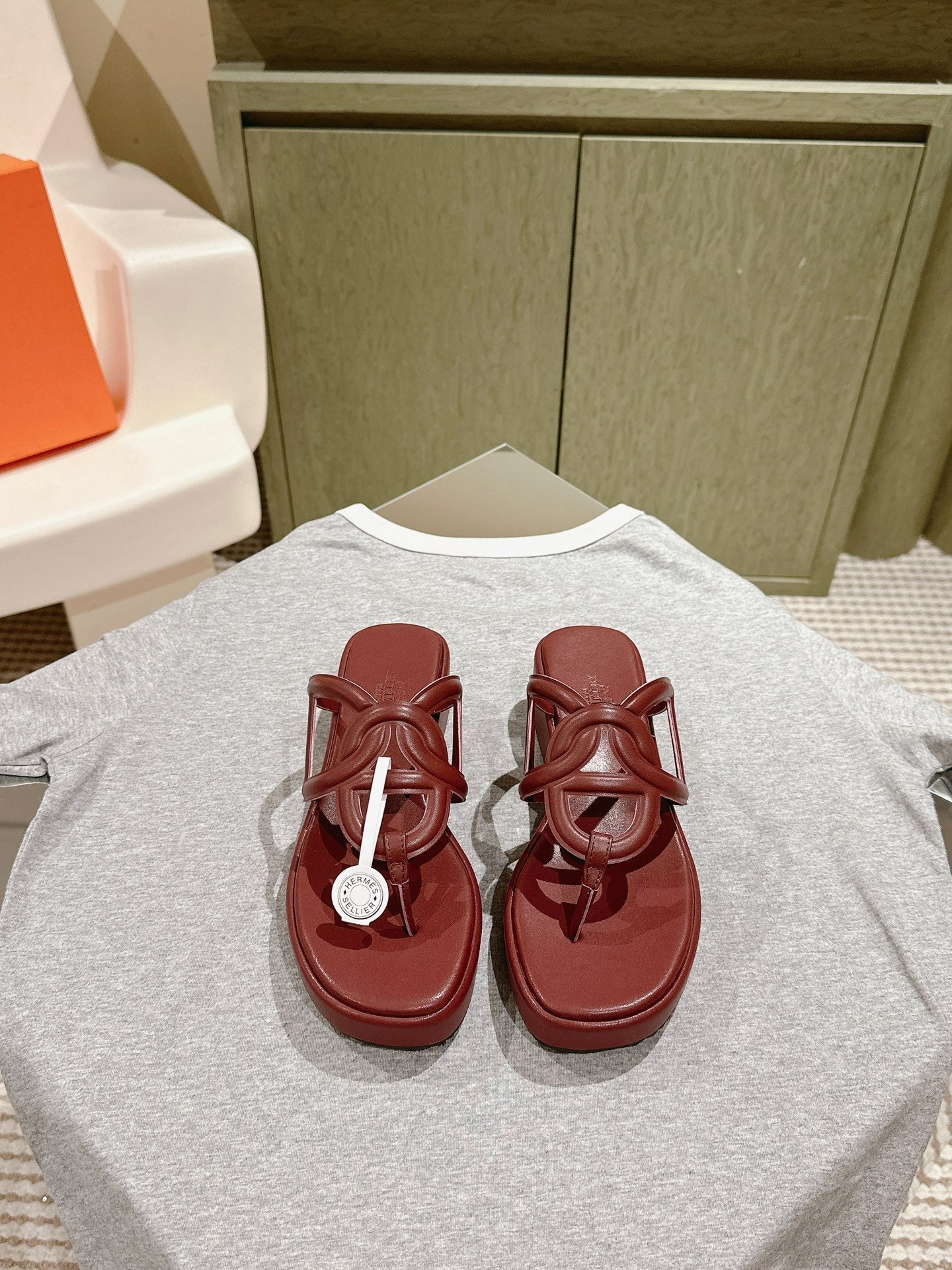 HM Gipsy Sandals 50mm Reddish-brown Sheepskin 484755
