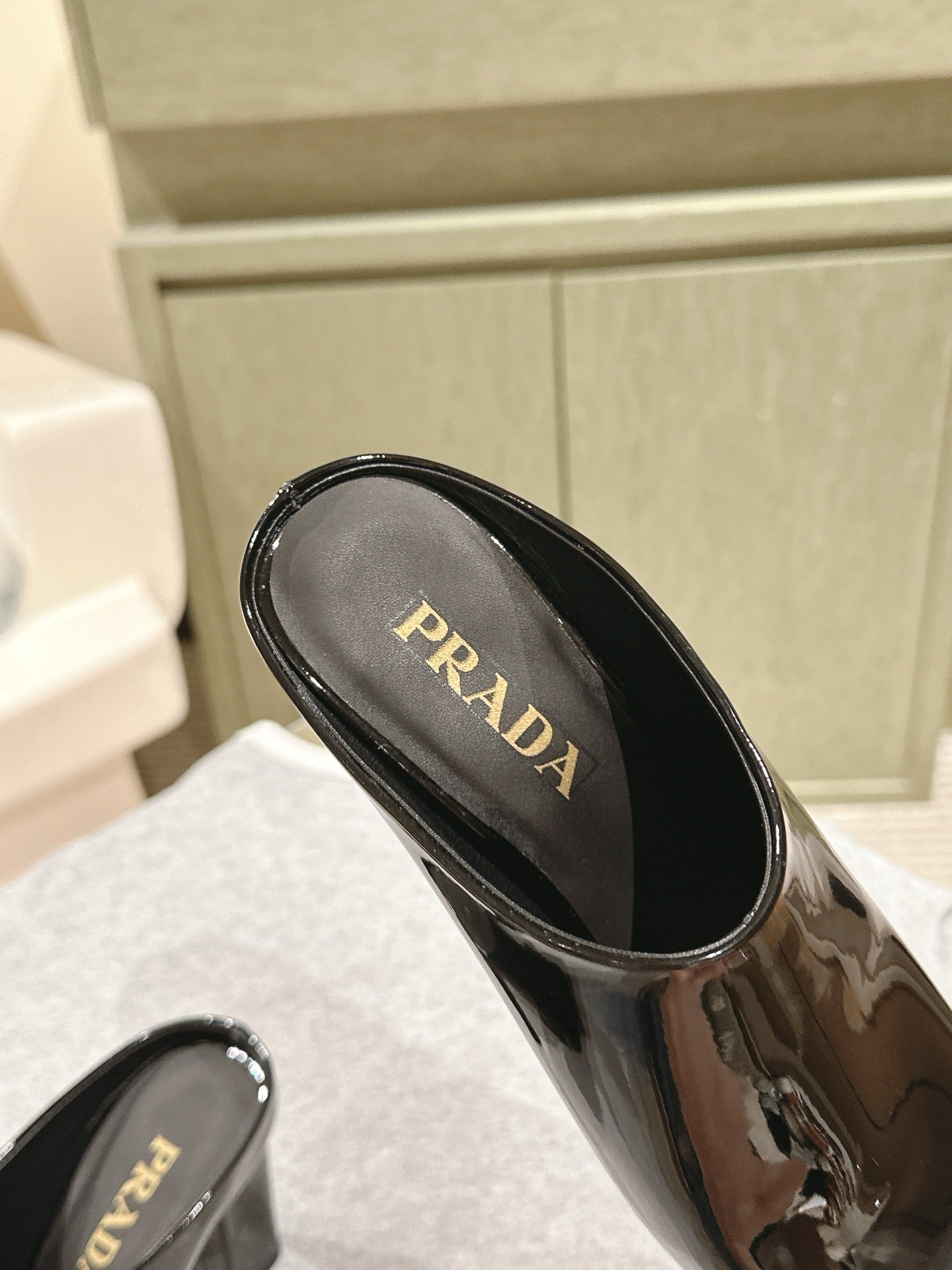 Prada Mules 85mm Black Patent Leather 449617