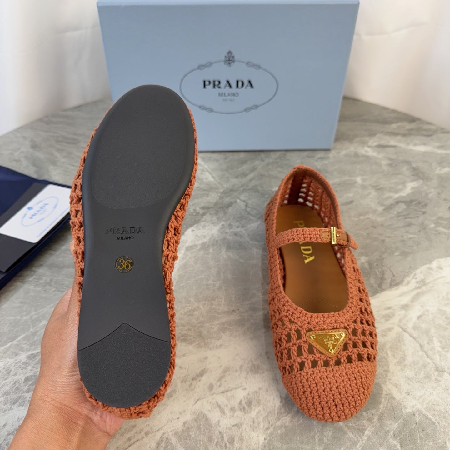 Pra 26s Ballet Flat Brown Leather Fabric 635154