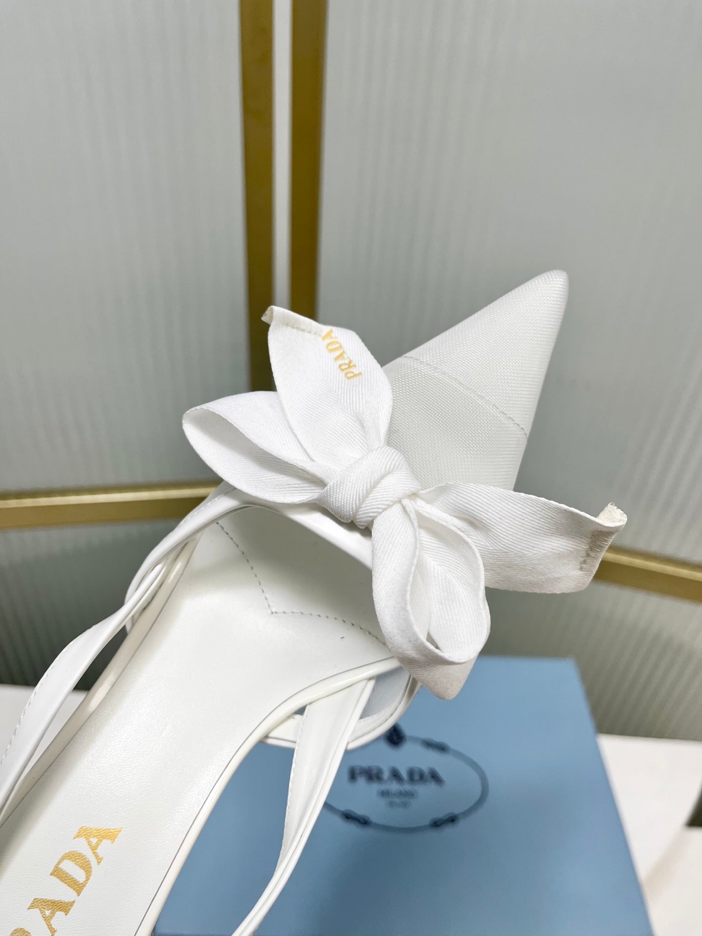 Prada Mesh Stiletto Sandals 7.5 White Sheepskin 606007