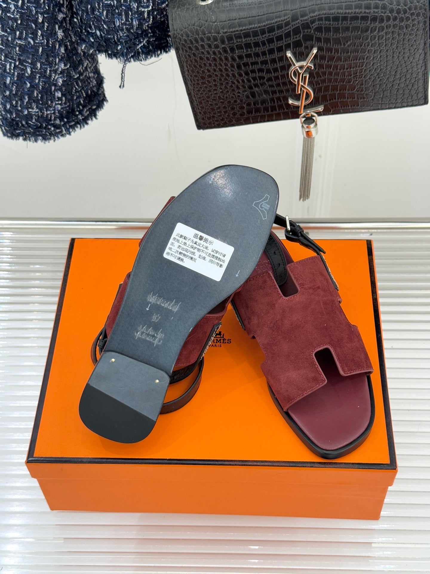 HM Maya Sandal Burgundy Suede Leather 642797