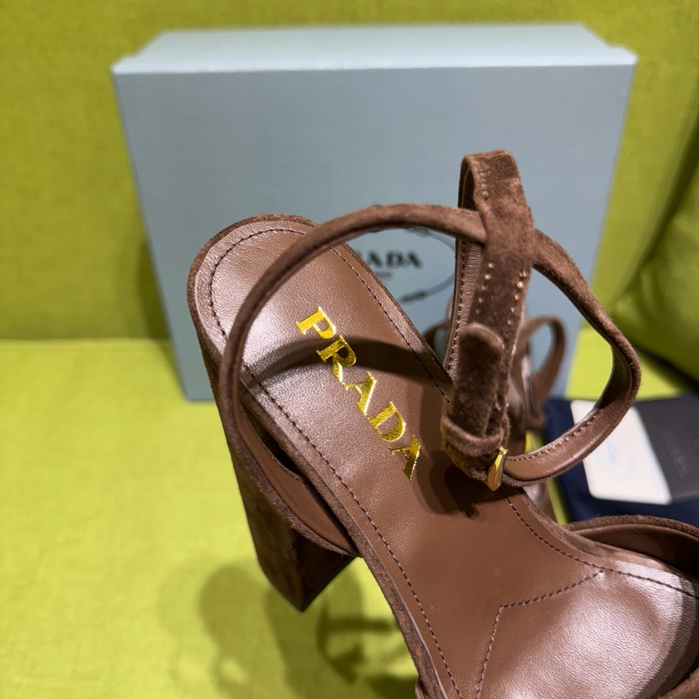 Prada 25 AW Platform Sandals Dark Brown Suede 564120