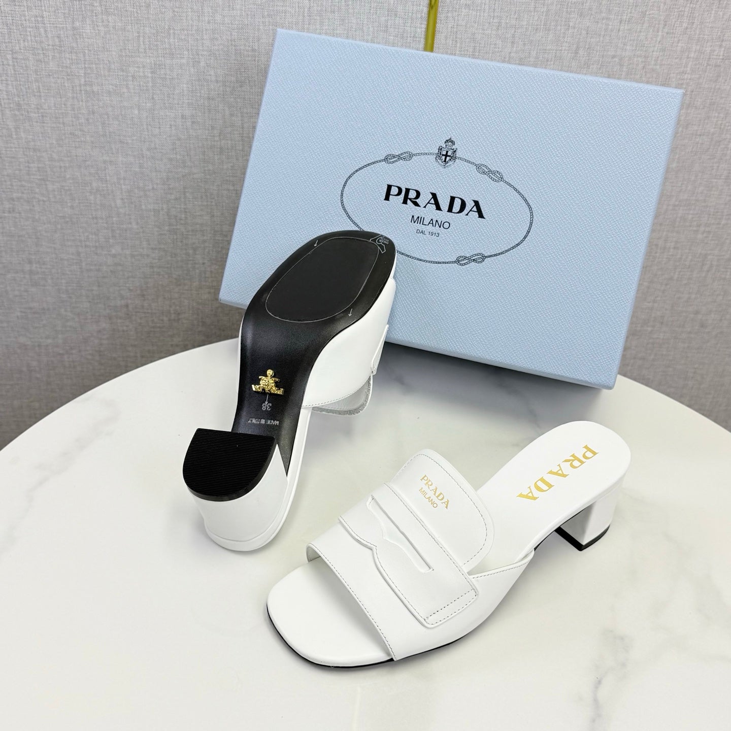 Prada Sandals 4.5cm White Leather 639958