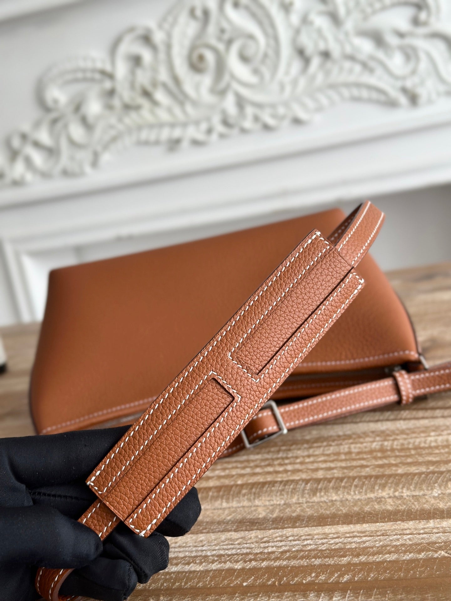 HM Berlingot Shoulder Bag Brown Epsom Leather 270327