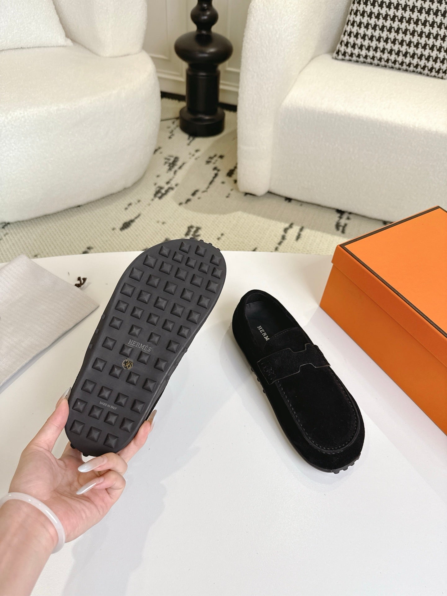 HM Lazy Loafers Black Suede 523337