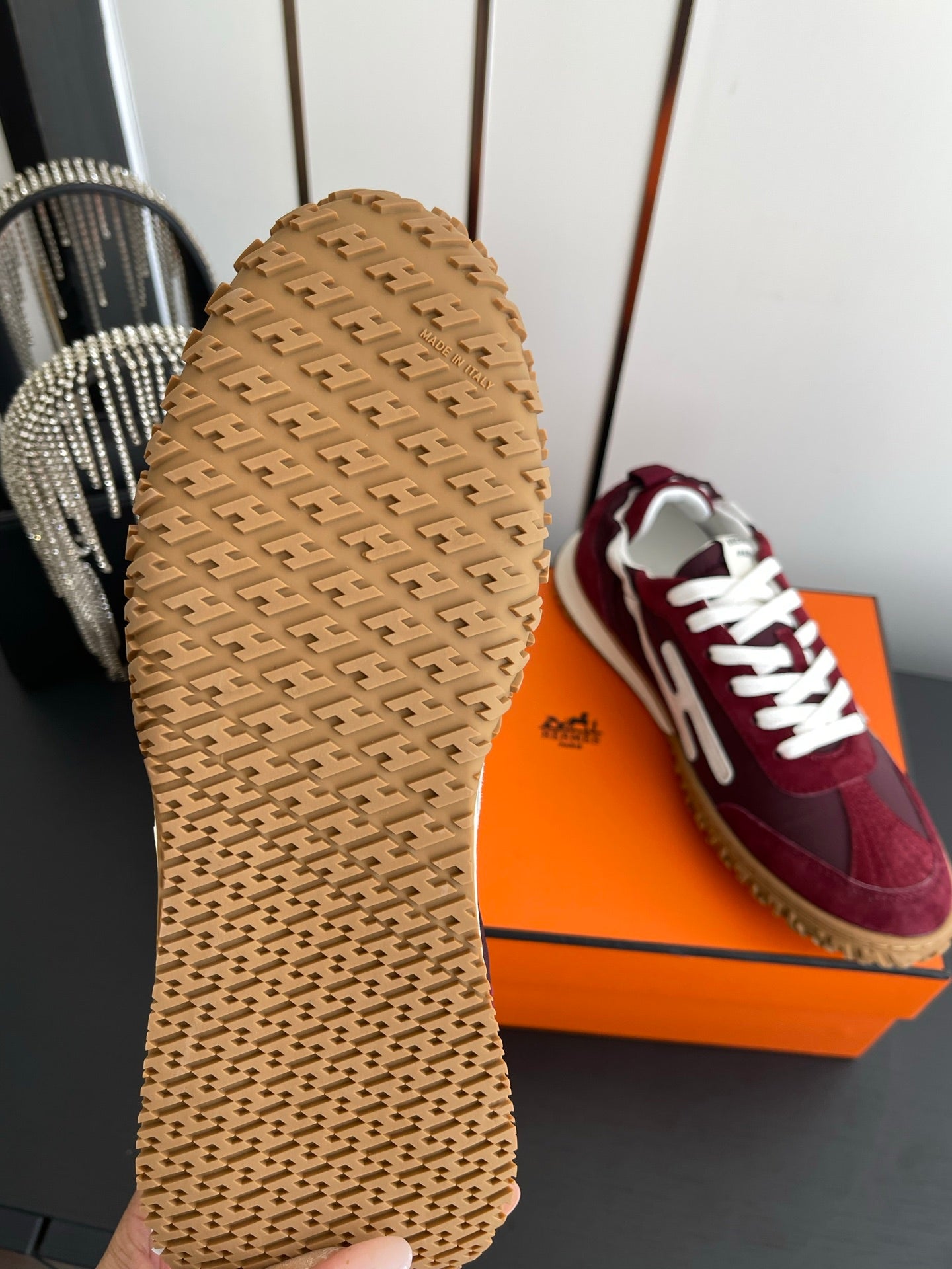 HM Jet Sneaker Burgundy White Suede 739995
