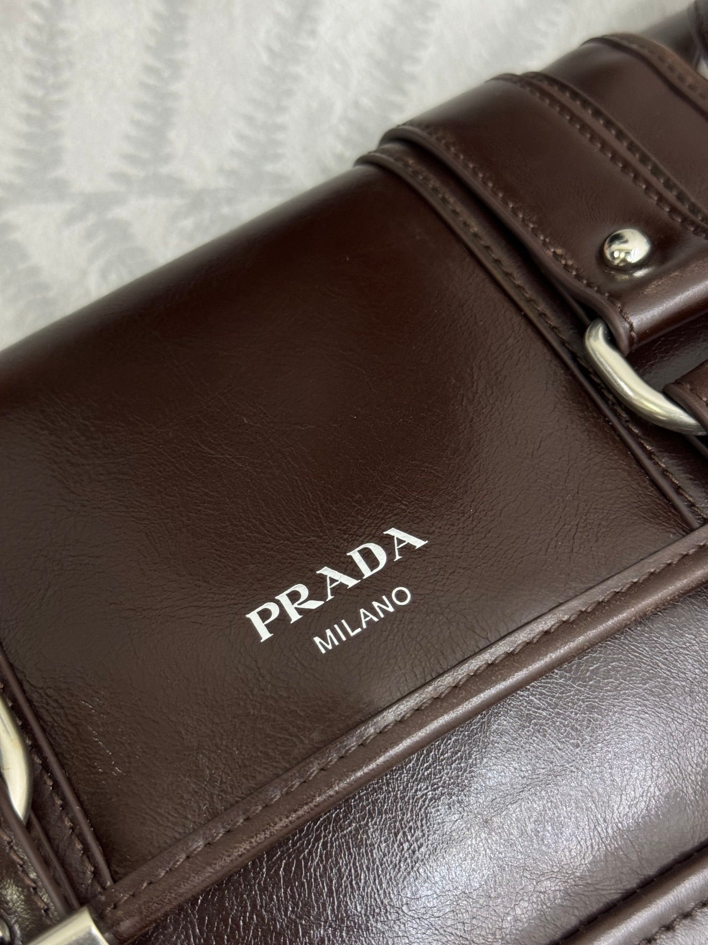 Prada 25AW Men's Saddle Bag 22 Coffee Leather