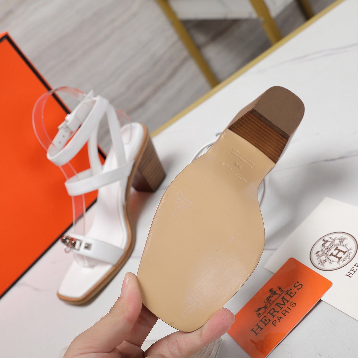 HM Ivresse 65 Sandal White Calfskin