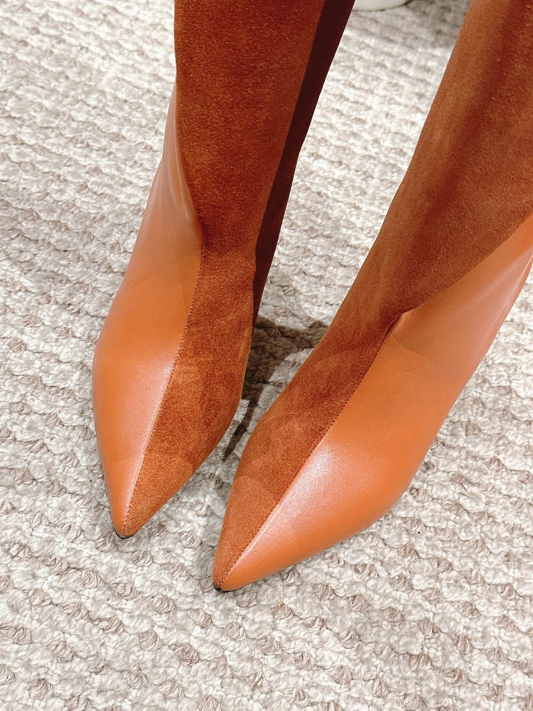 HM HILONA 6 CM BOOTS IN BRONZE BROWN CALFSKIN AND SUEDE