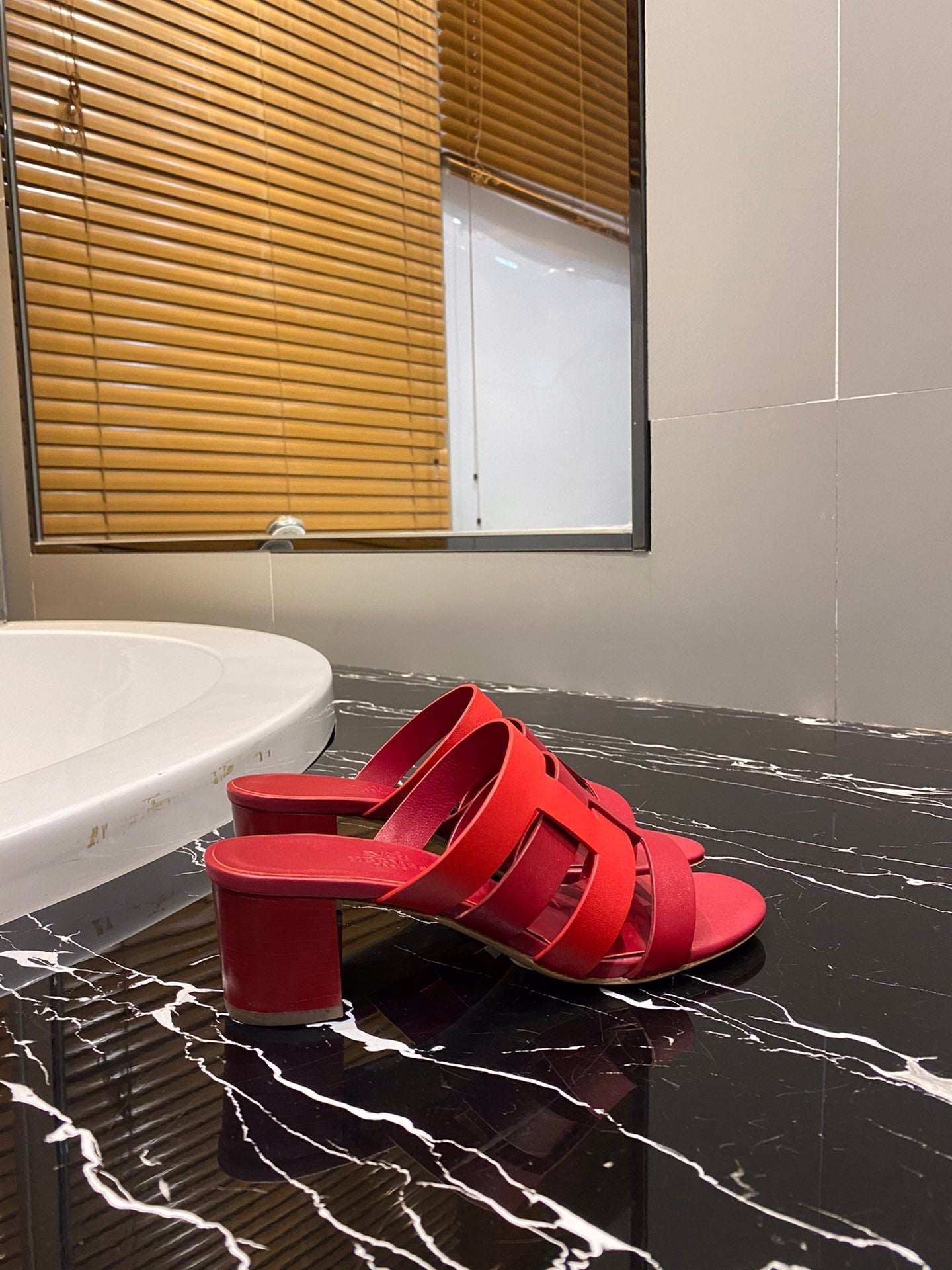 HM Amica Sandals 50mm Red Sheepskin 546230