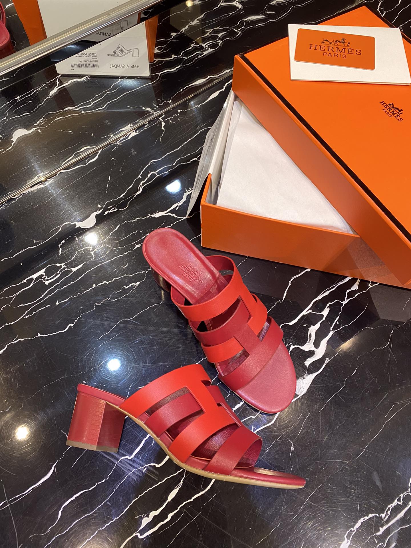 HM Amica Sandals 50mm Red Sheepskin 546230