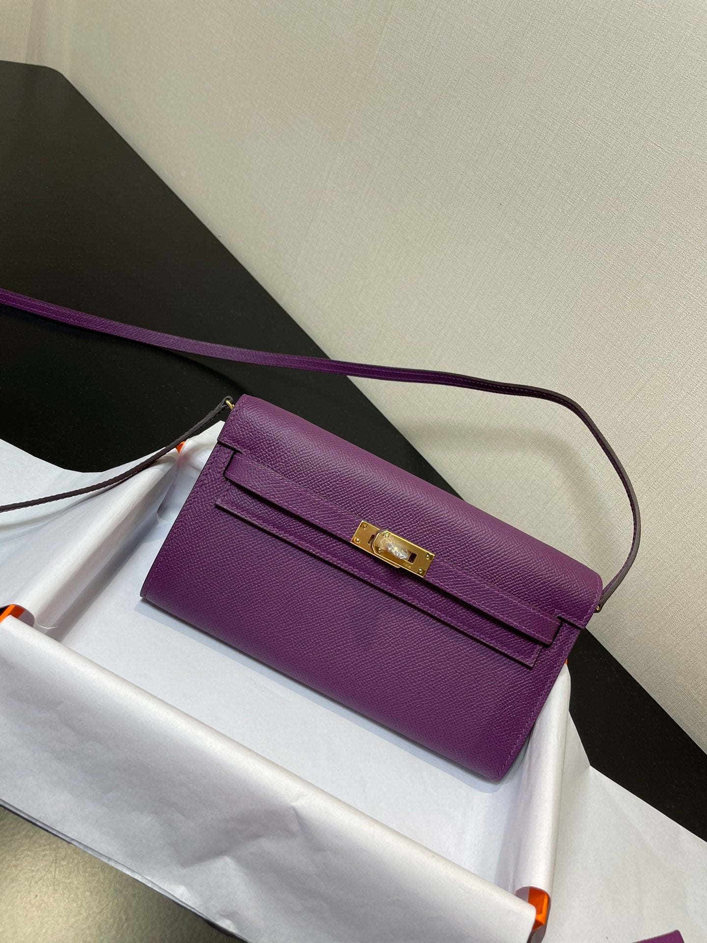 kelly woc 20.5 purple epsom gold hardware