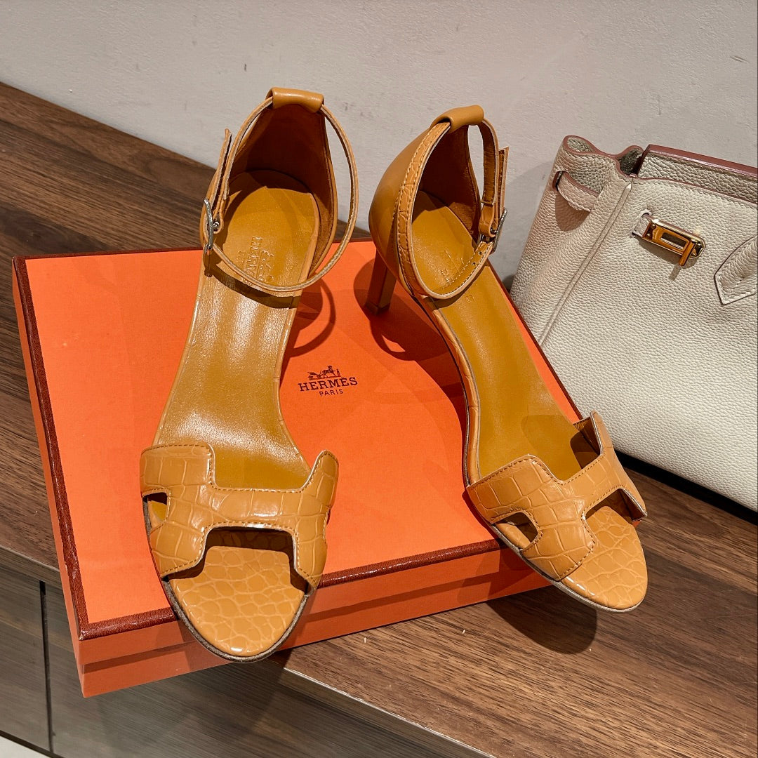 HM Premiere 70 Sandal In Peanut Brown Calfskin