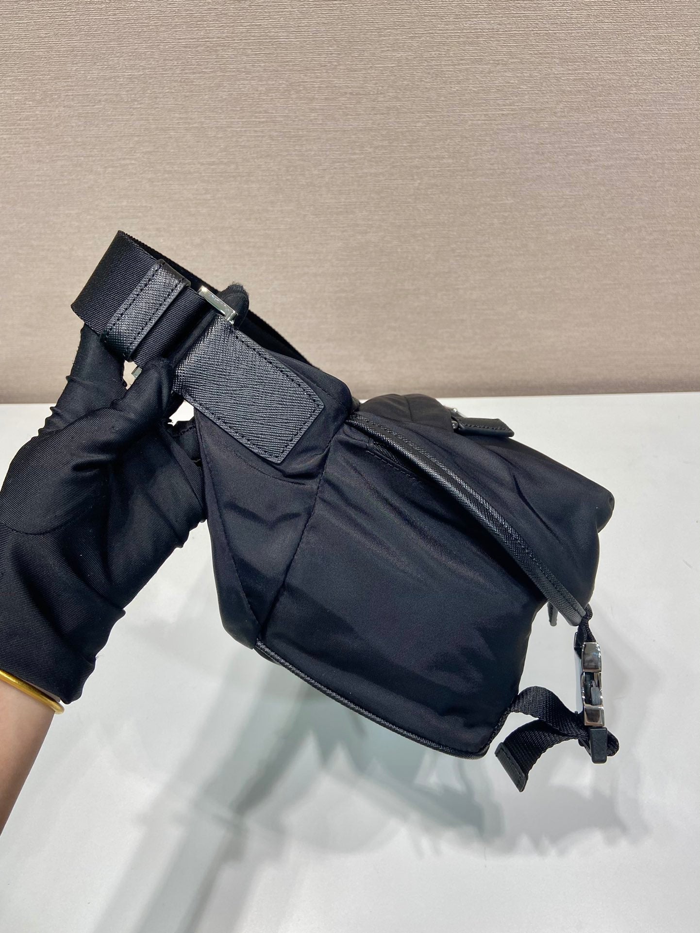 Prada Mini Messenger Bag 27cm Black Re-Nylon Leather