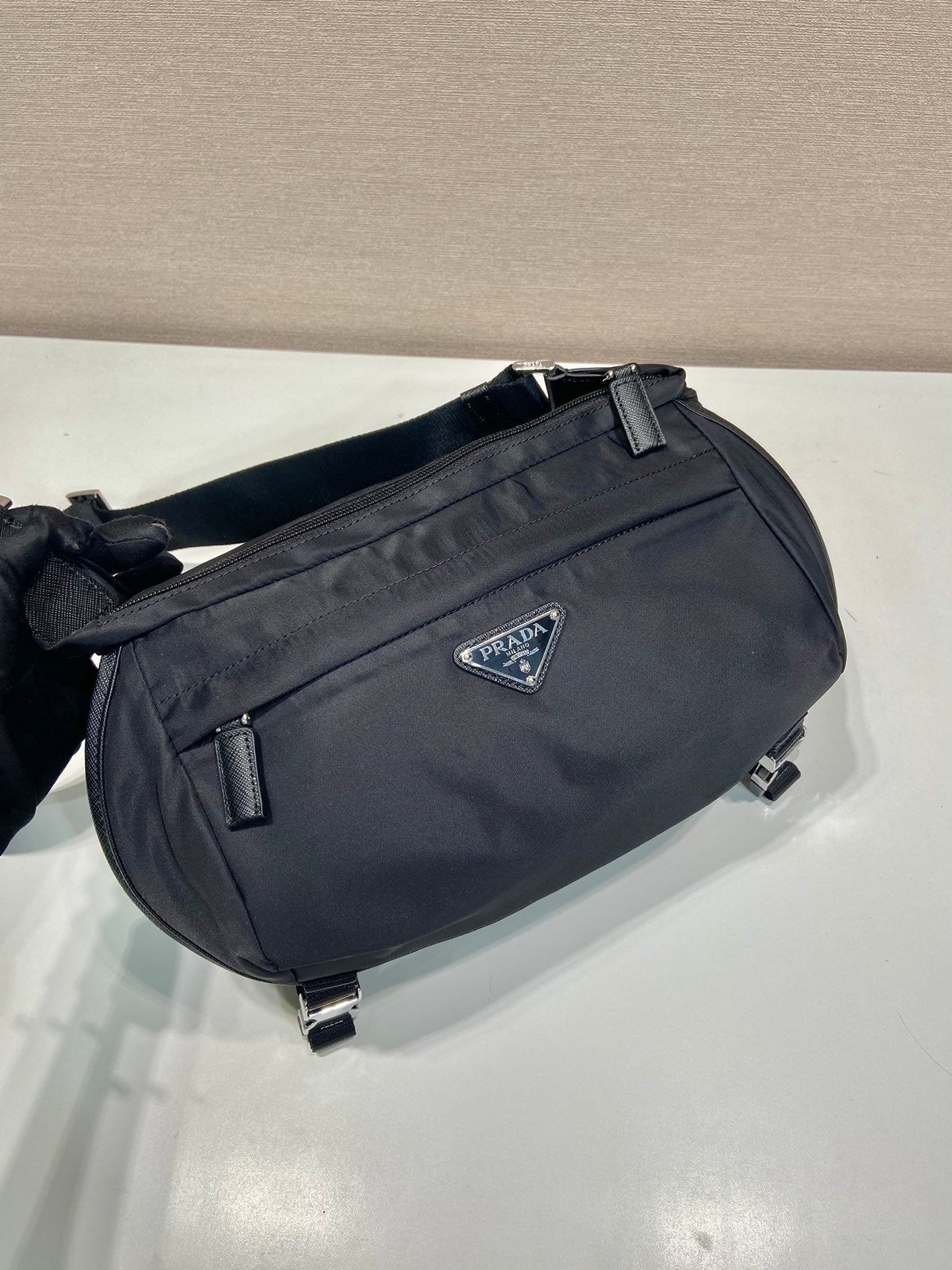 Prada Mini Messenger Bag 27cm Black Re-Nylon Leather