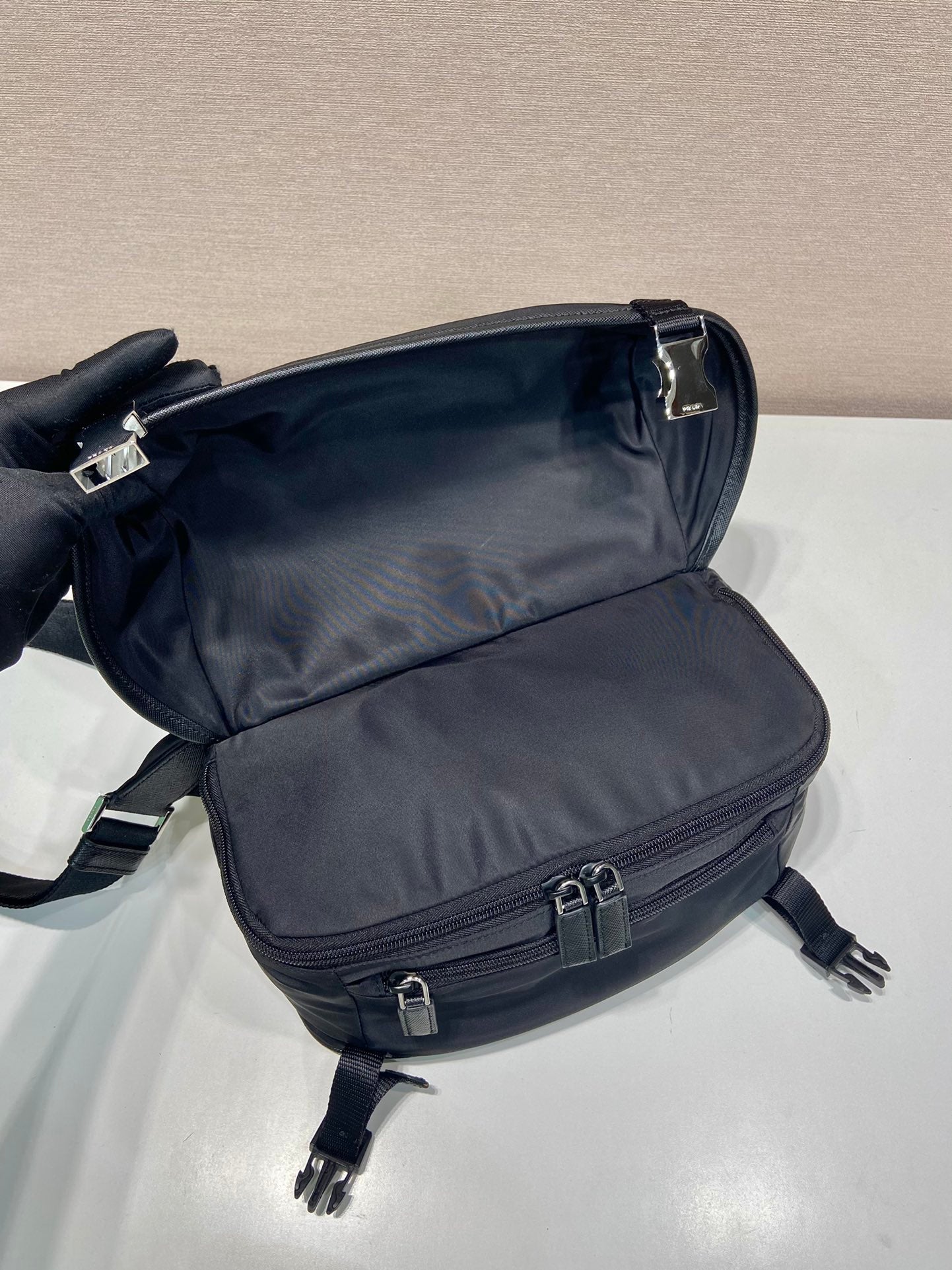 Prada Mini Messenger Bag 27cm Black Re-Nylon Leather