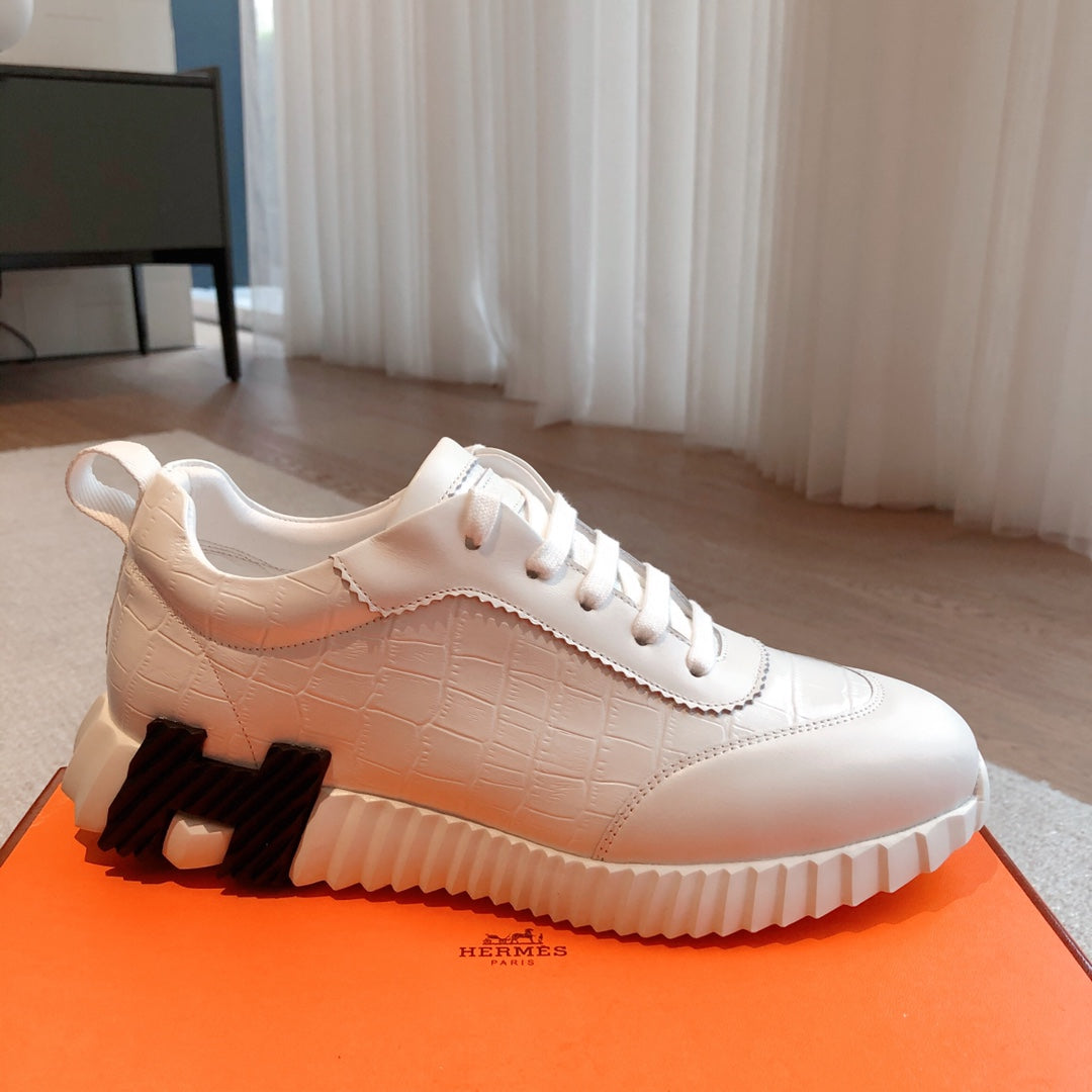 HM Bouncing Sneakers White Embossed Sheepskin 705797