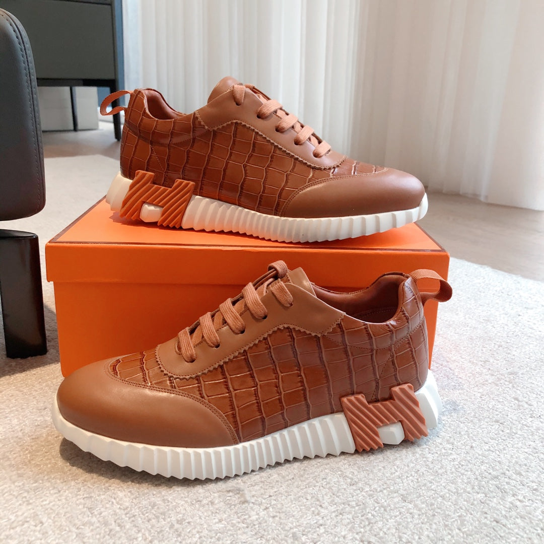 HM Bouncing Sneakers Brown Embossed Sheepskin 705798