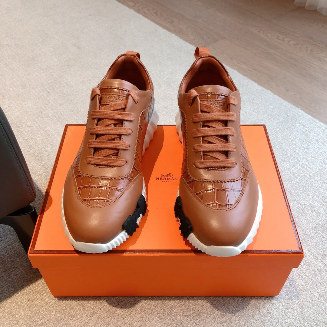 HM Bouncing Sneakers Brown Embossed Sheepskin 705798