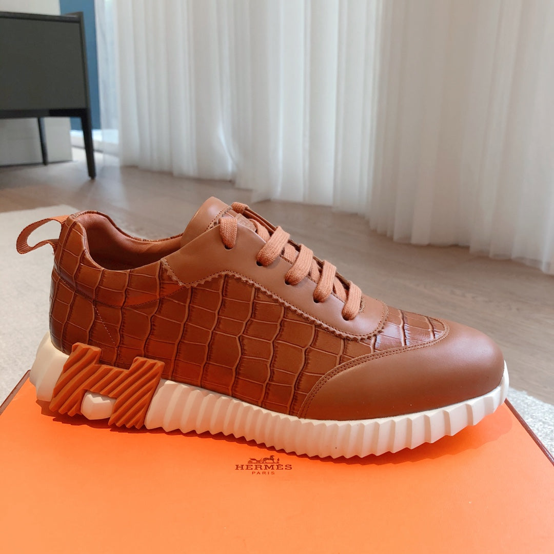 HM Bouncing Sneakers Brown Embossed Sheepskin 705798