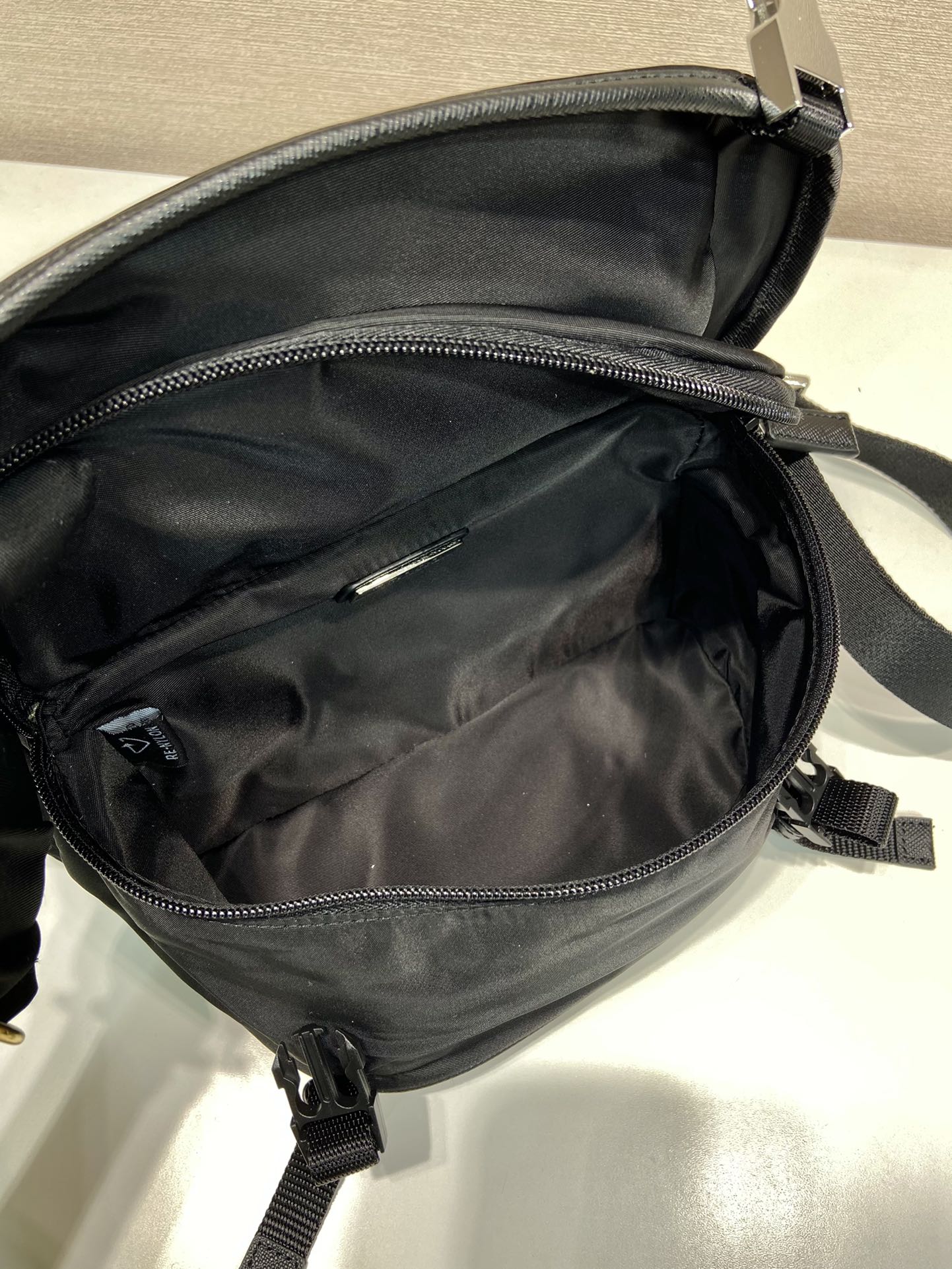 Prada Mini Messenger Bag 20cm Black Re-Nylon Leather