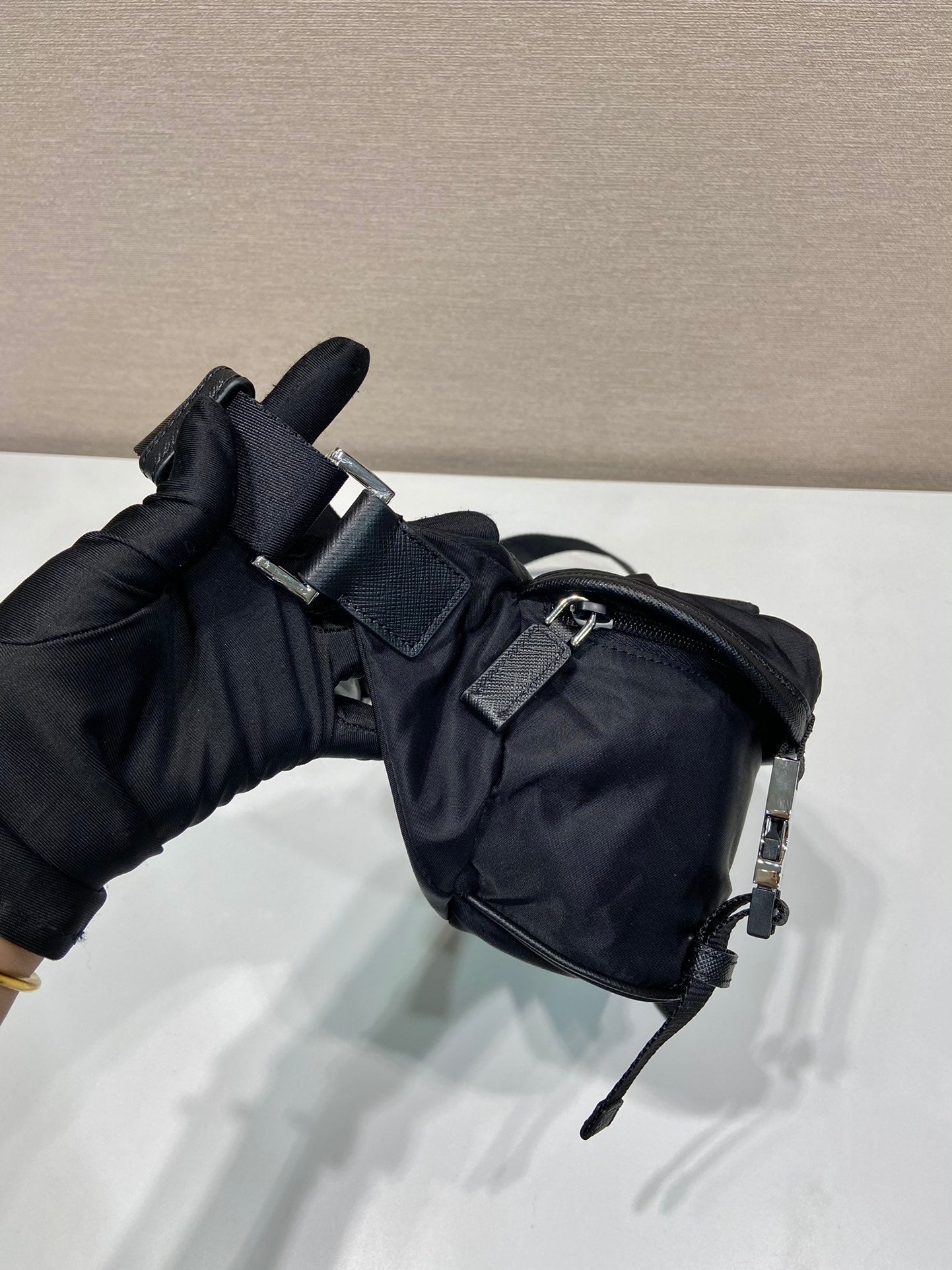 Prada Mini Messenger Bag 20cm Black Re-Nylon Leather