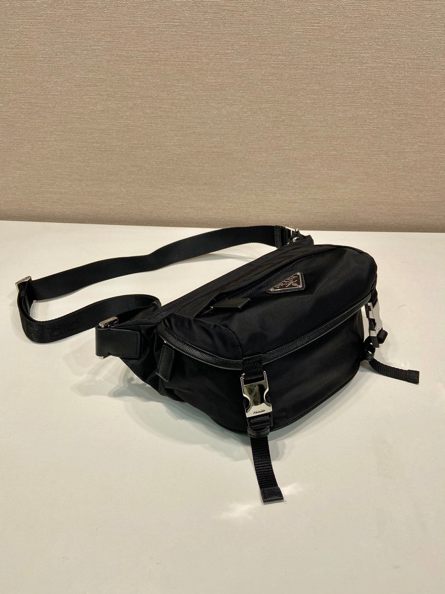 Prada Mini Messenger Bag 20cm Black Re-Nylon Leather