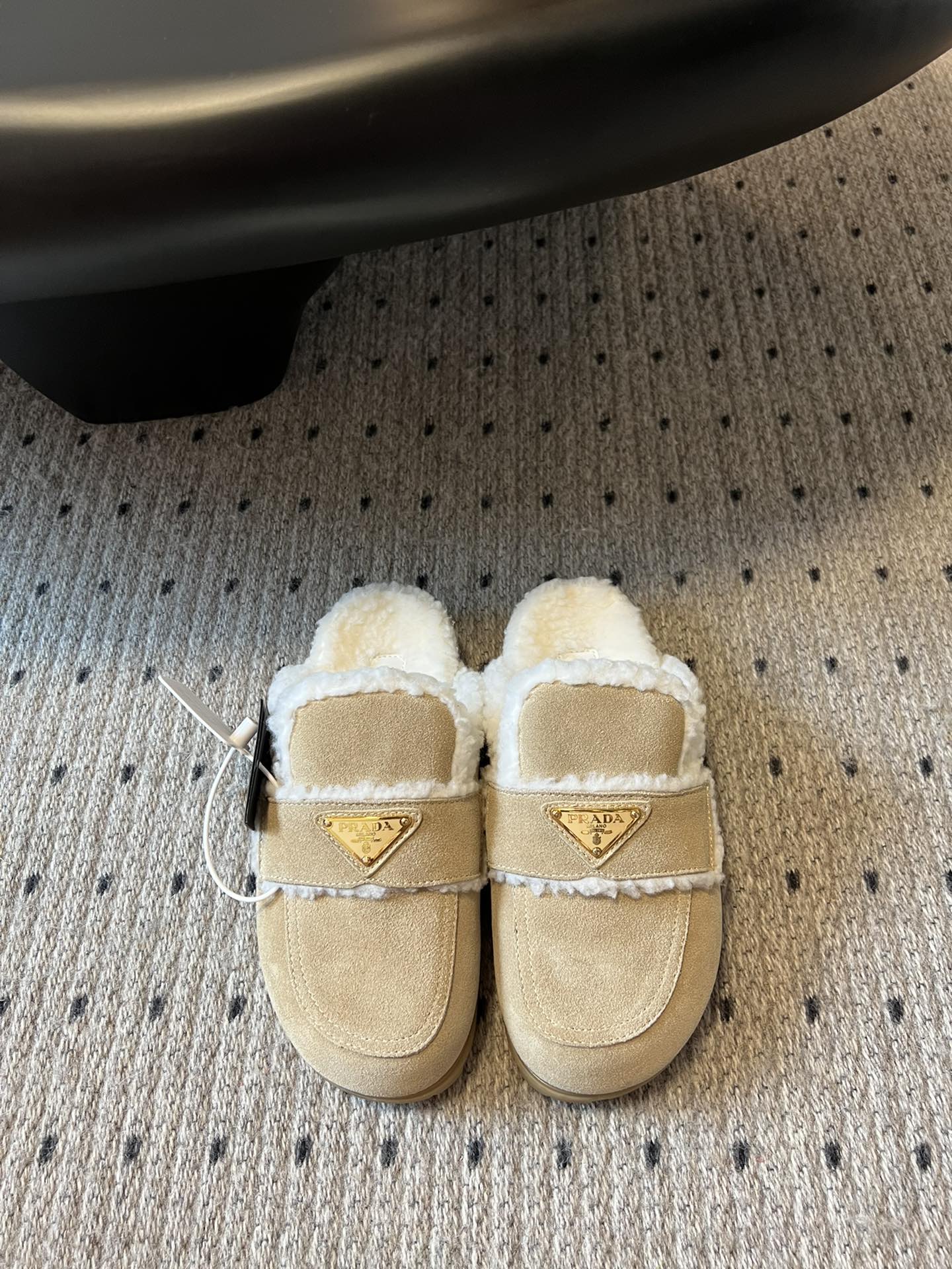 Pra Slippers Light Taupe Suede & Shearling 478566