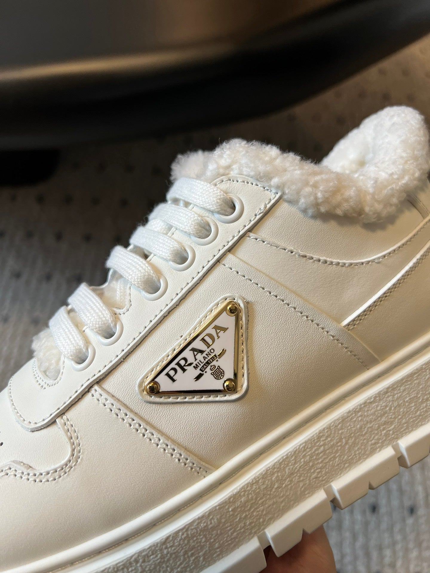 Pra Sneaker White Cowhide Lace Wool 478562