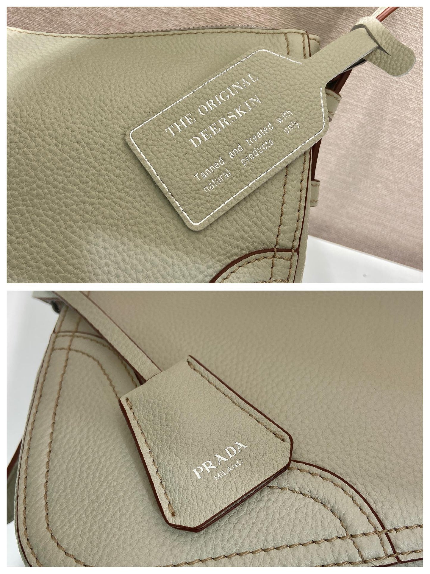Prada Aimèe Large Shoulder 36cm Bag Khahi Cowhide