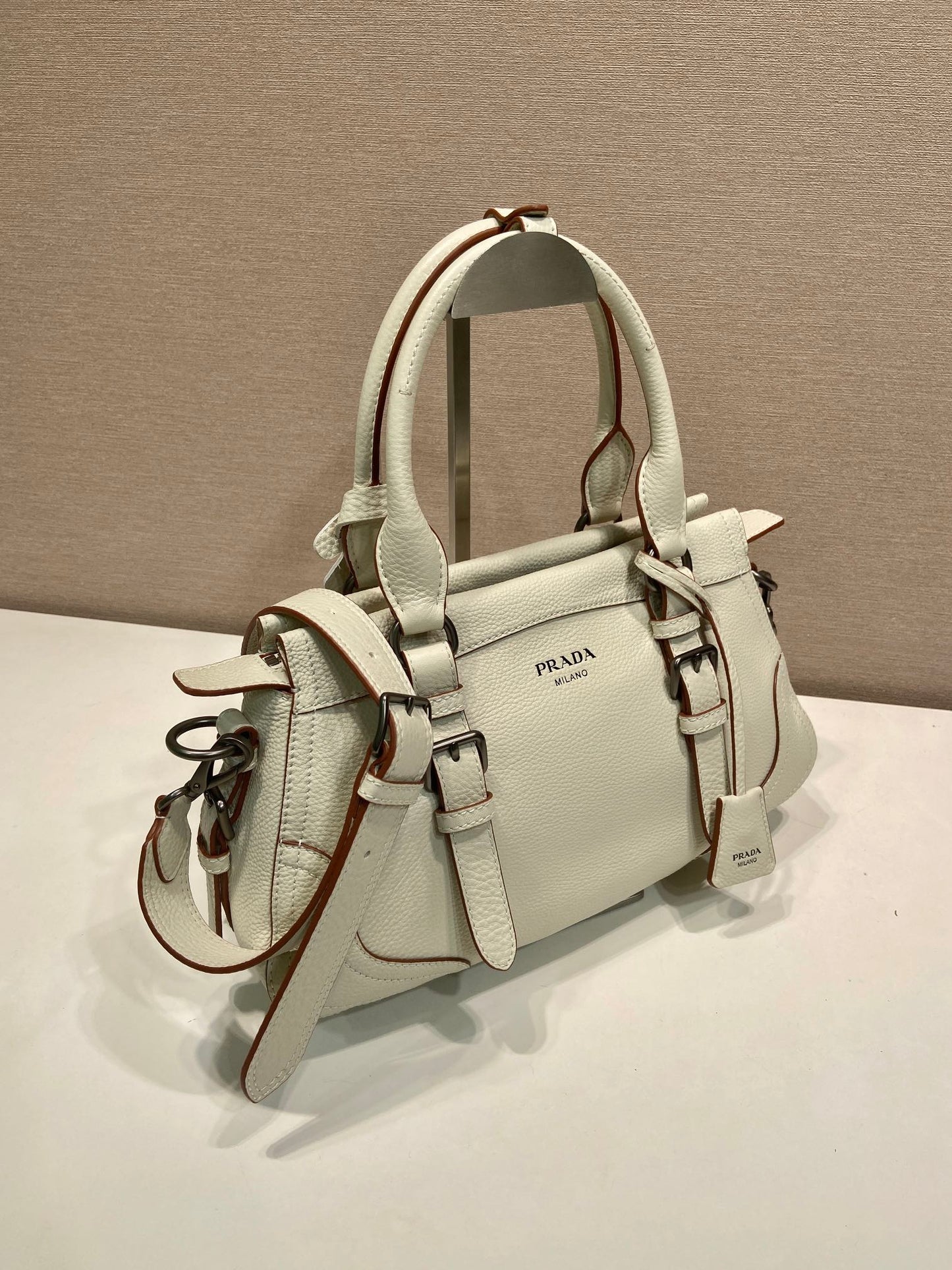 Prada Large Tote Bag 35cm Ivory Leather