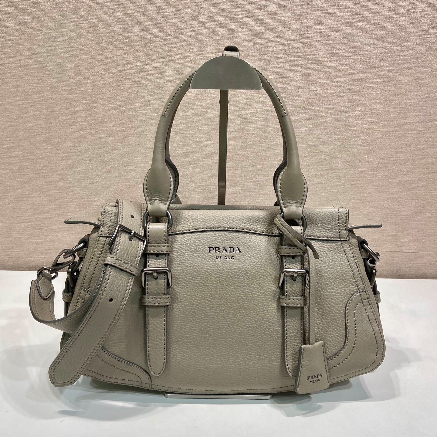 Prada Large Tote Bag 35cm Taupe Leather