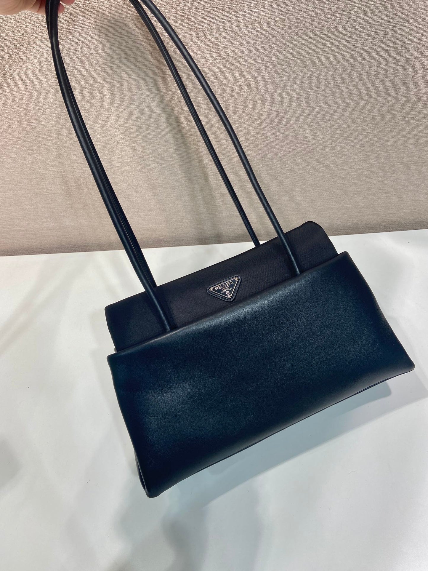 Prada Passage Medium Bag 28cm Black Leather Re-Nylon