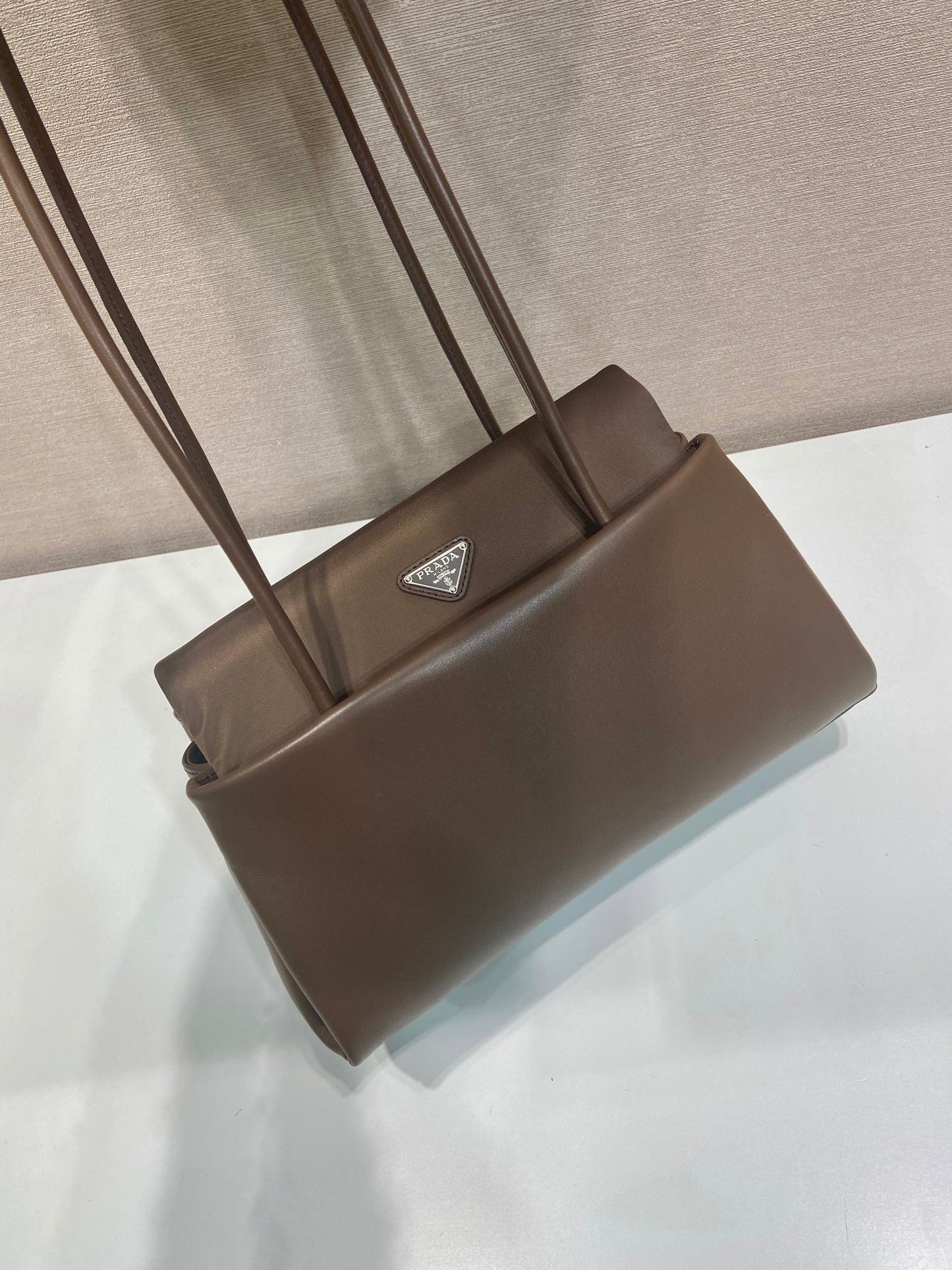 Prada Passage Medium Bag 28cm Brown Leather Re-Nylon