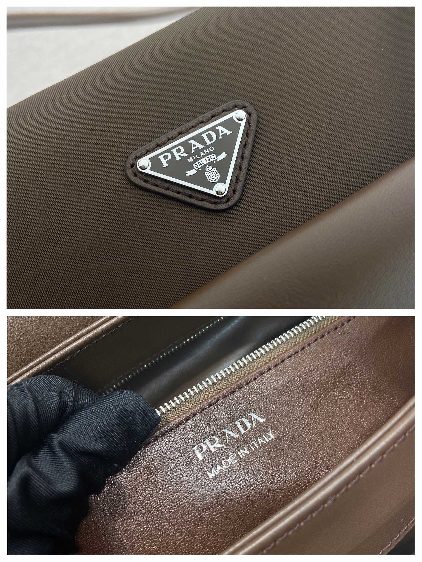 Prada Passage Medium Bag 28cm Brown Leather Re-Nylon