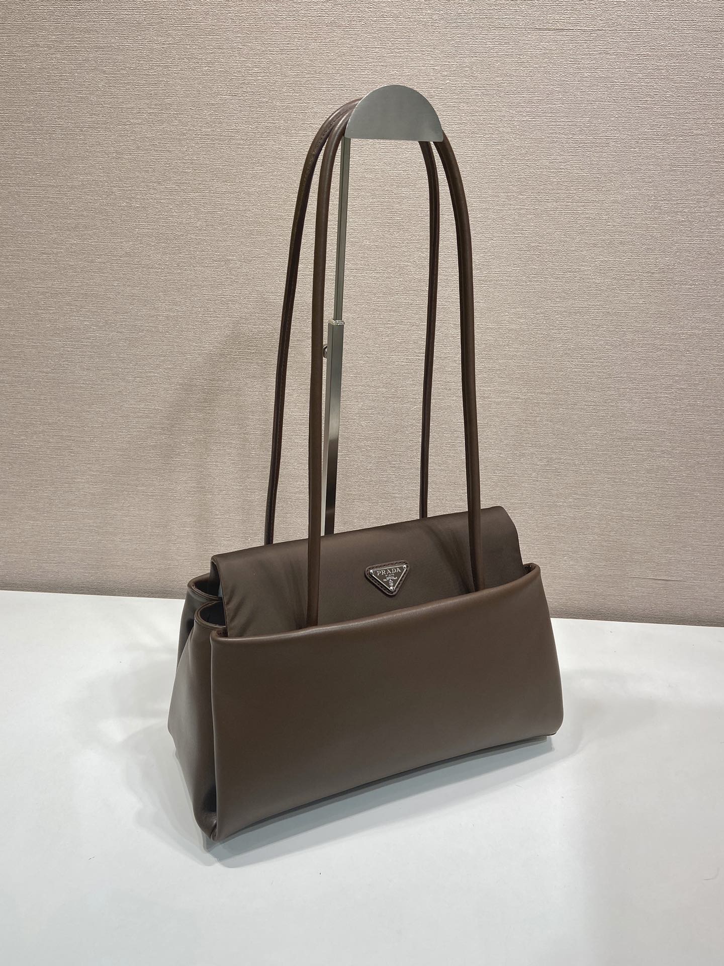 Prada Passage Medium Bag 28cm Brown Leather Re-Nylon
