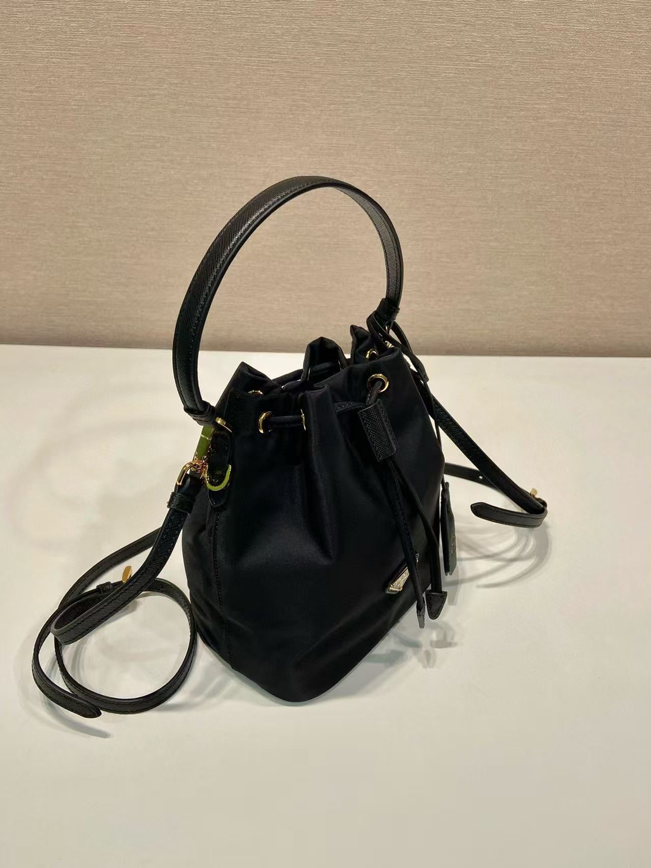 PRA bucket bag 19 black nylon fabric