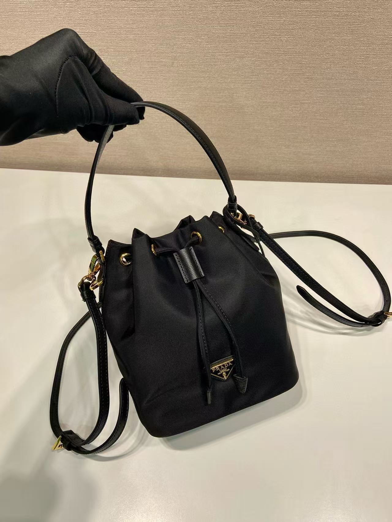 PRA bucket bag 19 black nylon fabric