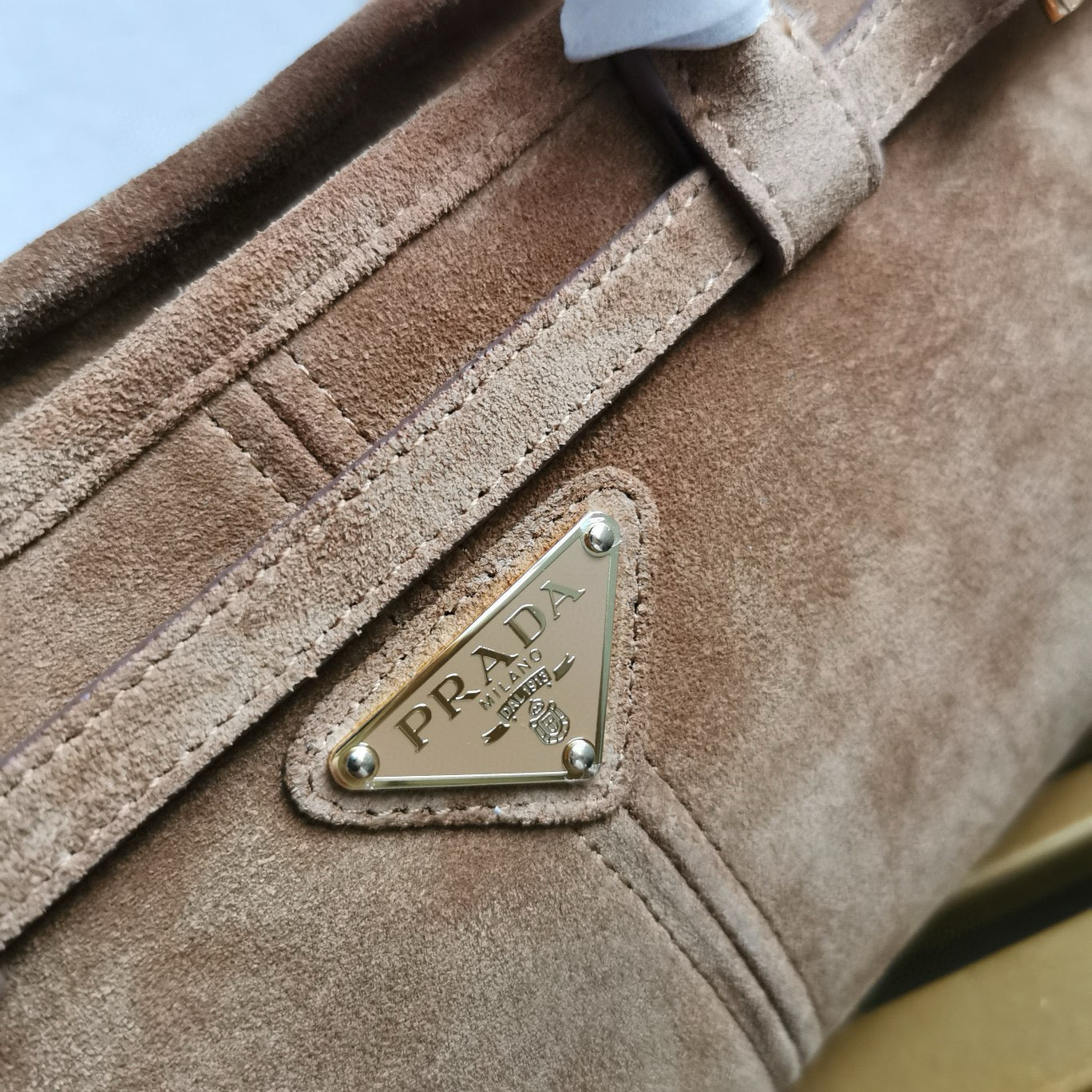 pra medium 32cm brown suede tote bag