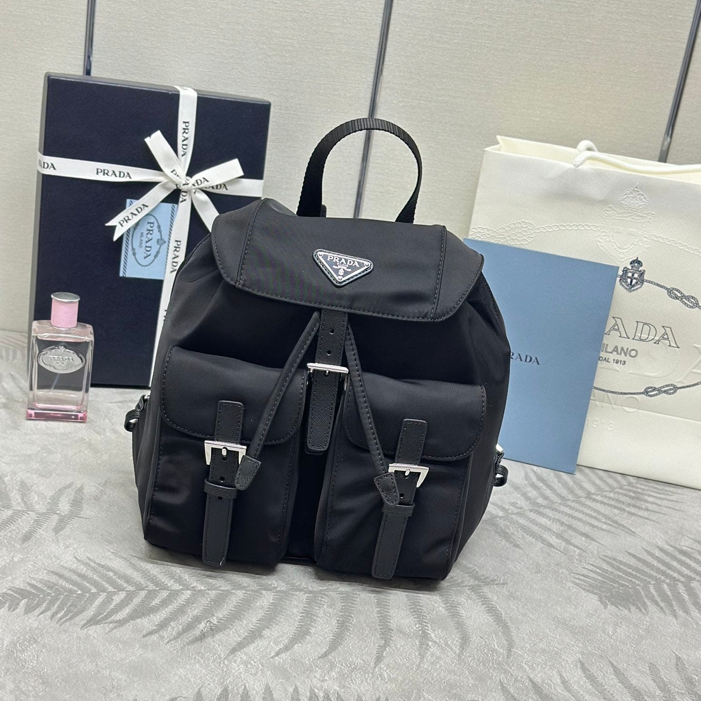 Prada 2026 Backpack 23.5cm Black Re-Nylon