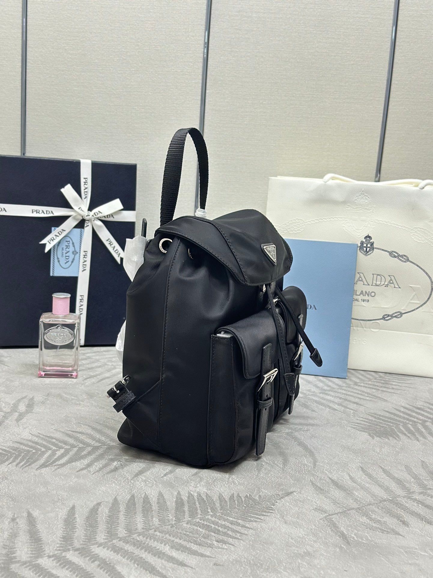 Prada 2026 Backpack 23.5cm Black Re-Nylon