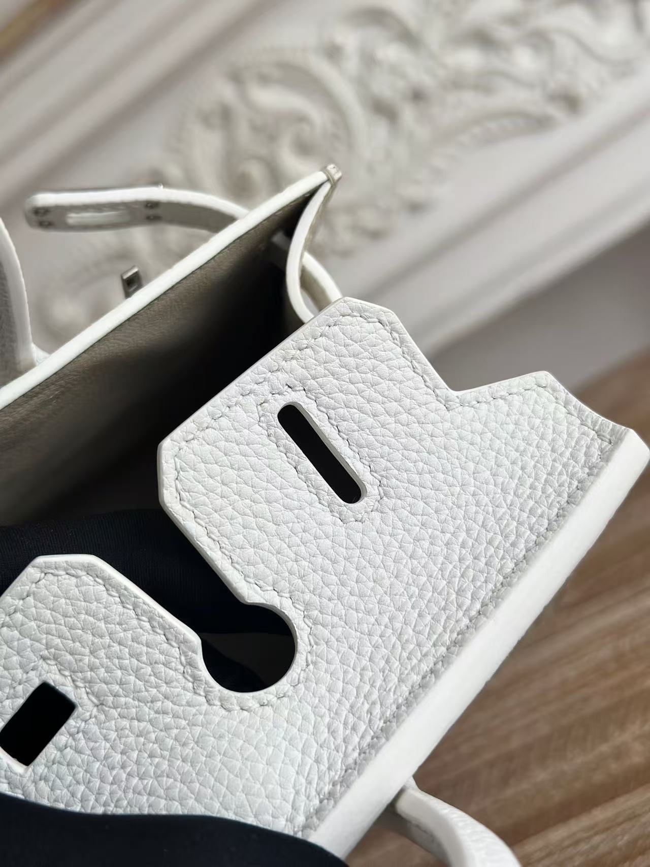 HM Birkin Faubourg 20 Cream White Alligator Embossed Leather Togo Leather