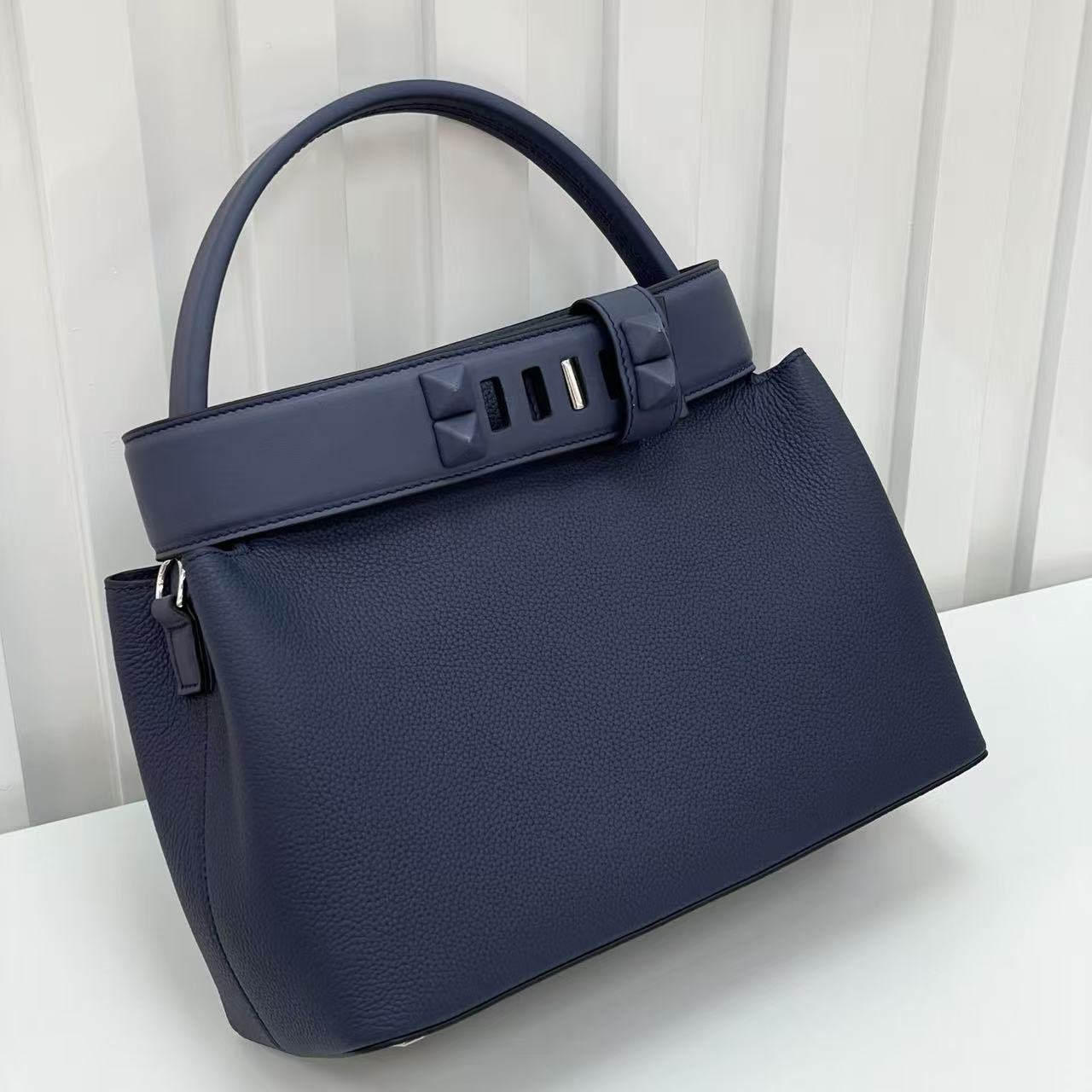 HM Medor Bag With Collier De Chien Clasp Dark Blue Togo And Swift Calfskin