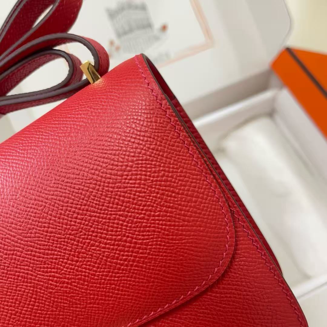 HM Constance Bag 18cm Bright Red Espom Leather