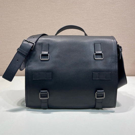 Prada 2026 Messenger Bag 34cm Black Leather